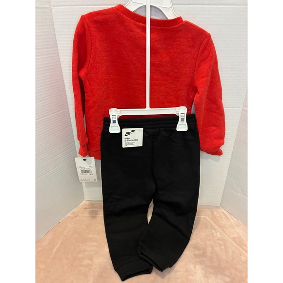 Nike Toddler Boys 2 Piece Set Red Black Sweatshirt Pants Size 24M - Picture 2 of 9